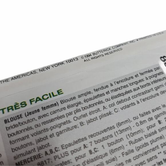 Very Easy Very Vogue Sewing Pattern 8882 Misses Blouse Size 6 8 10 UNCUT Vintage - Picture 3 of 4